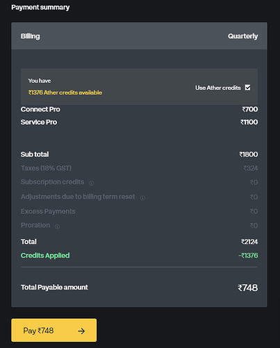 Ather Connect payment