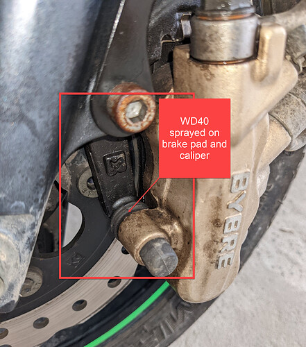 WD40 on brake calipers 1